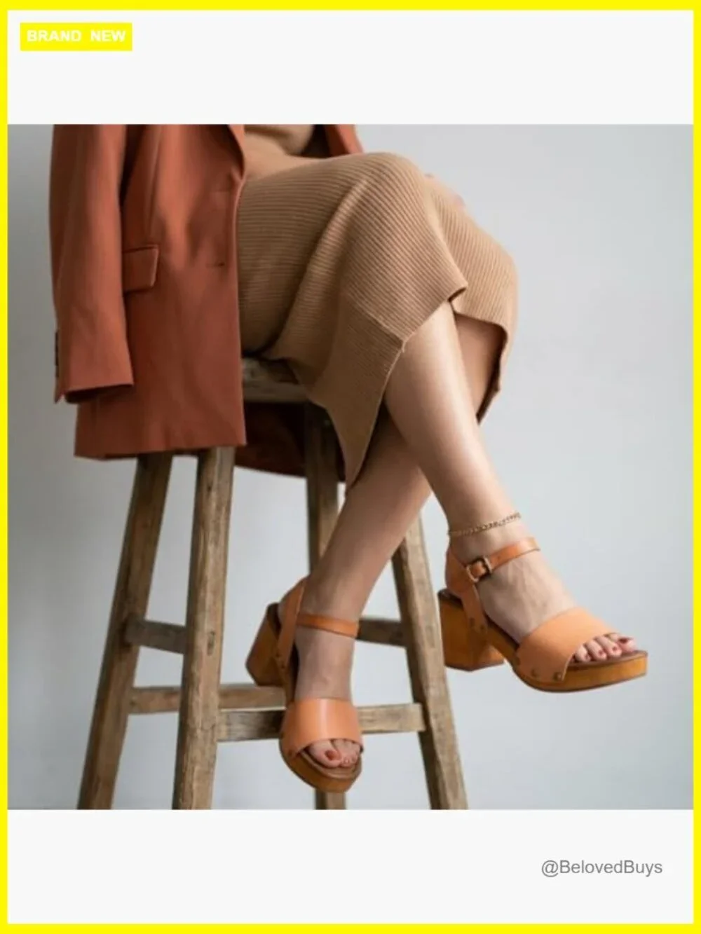 Women's Faux Wood Platform Sandal with Memory Foam